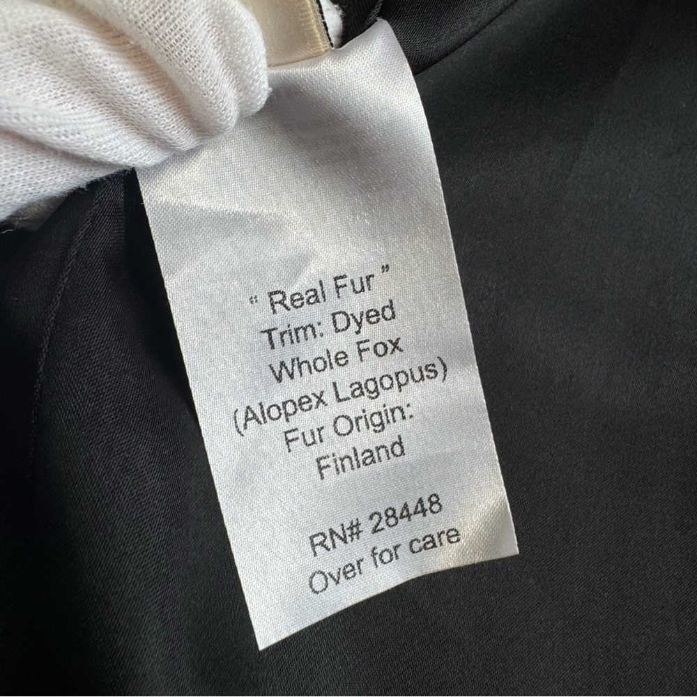Loro Piana Fleurette Black Wool Double Breasted Coat Genuine Fox Fur Trim Sz 22 - Picture 16 of 17